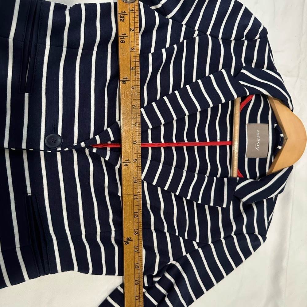 Vintage Women's Blazer by Orsay Size EUR 34  ( US 4) Navy Striped - Picture 5 of 10